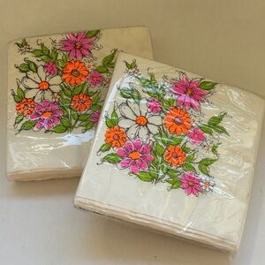 Vintage Ephemera 60’s Paper Art Floral Luncheon Napkins Set of (2) 40 Retro